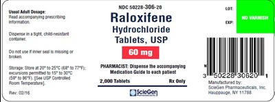 Package Label – Raloxifene, 60mg Bottle, 30ct (60 mg 2000tab)